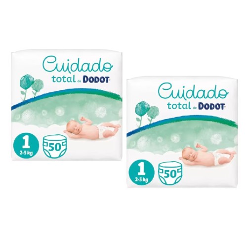 Pañales Dodot Cuidado Total. Talla 1 (2-5kg). Pack Ahorro 2x50