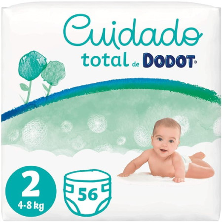Pañales Dodot Cuidado Total. Talla 2 (4-8kg). Pack Ahorro 2x56