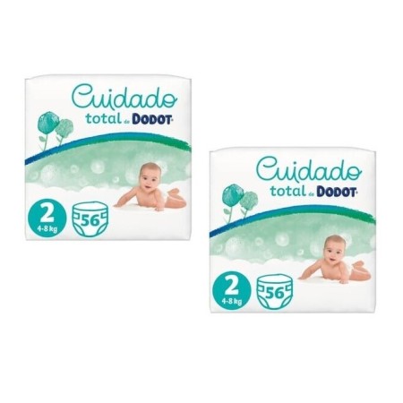 Pañales Dodot Cuidado Total. Talla 2 (4-8kg). Pack Ahorro 2x56