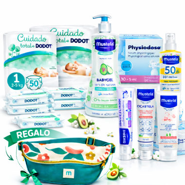 Pack Súper Ahorro: Pañales talla 1 Dodot Cuidado Total + Mustela + Riñonera de regalo