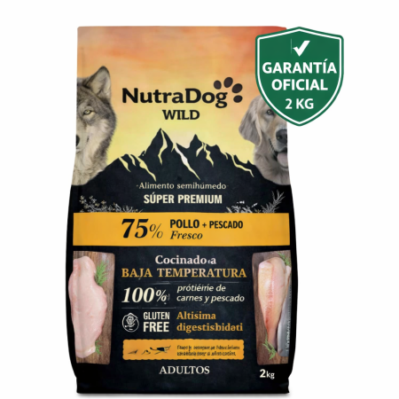 NutraDog WILD Alimento Semihúmedo 75% Pollo y Pescado 2 kg con Garantía Oficial