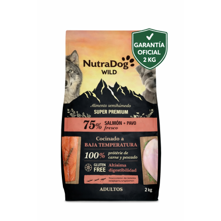 NutraDog WILD Alimento semihúmedo para perros adultos salmón y pavo  2 kg con Garantia Oficial