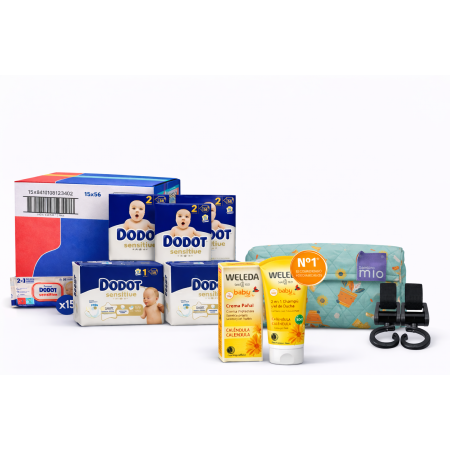 ack Súper Ahorro:Pañales Dodot Sensitive Talla 1 + Talla 2 + Toallitas + Weleda + Cambiador