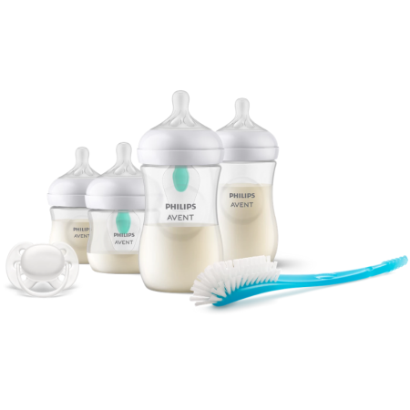 Philips Avent Set Recién Nacido Natural Response AirFree – 4 Biberones (2x125 ml + 2x260 ml) + Chupete 0-6 m + Cepillo | Más Pañ