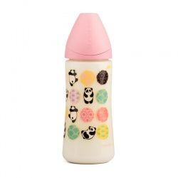 Biberón Panda 360 ml rosa. Látex. Suavinex