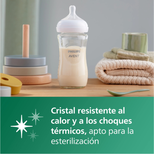 Pack Philips Avent Cristal Natural Response 3 Biberones + 1 Chupete