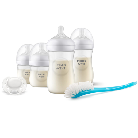 Philips Avent Set Recién Nacido Natural Response  – 4 Biberones (2x125 ml + 2x260 ml)  + Chupete 0-6 m + Cepillo| Más Pañales