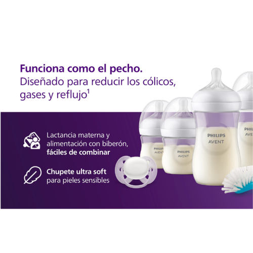 Pack Natural Response 3 Biberones + Cepillo Philips Avent | Más Pañales