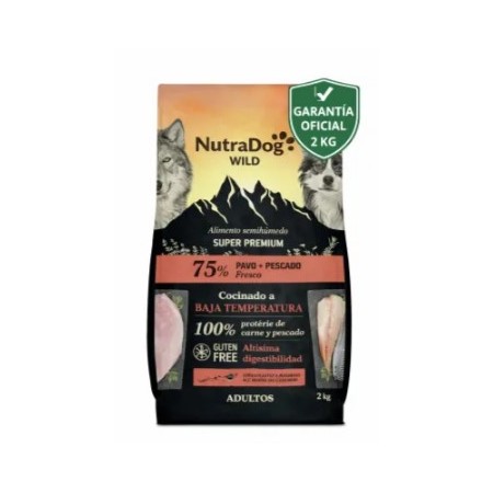 Pack Súper Ahorro NutraDog Pavo y Pescado para Perros (4 kg) + 3 Latas de Pollo + Snack de Pollo + Hueso GRATIS