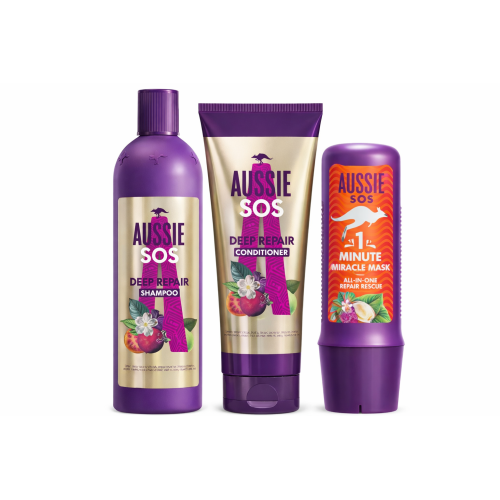 Pack Súper Ahorro Reparación Total Aussie SOS Deep Repair – Rutina Completa para Cabello Dañado