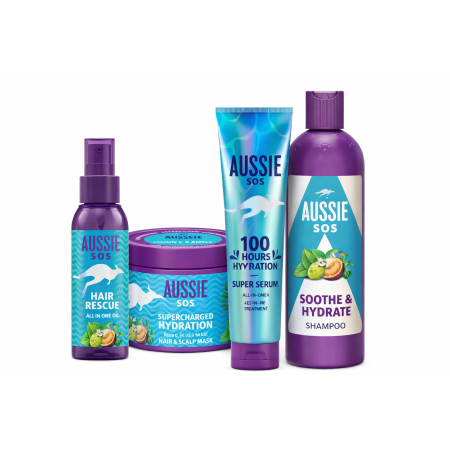 Pack Súper Ahorro Hidratación Intensiva Aussie SOS – Rutina Completa para Cabello Seco y Deshidratado