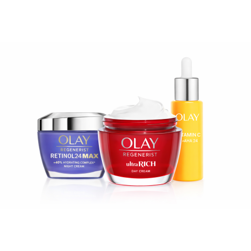 Pack Súper Ahorro Olay Regenerist – Crema Día Ultra Rich  + Retinol24 Max Noche  + Sérum Vitamina C + AHA 24