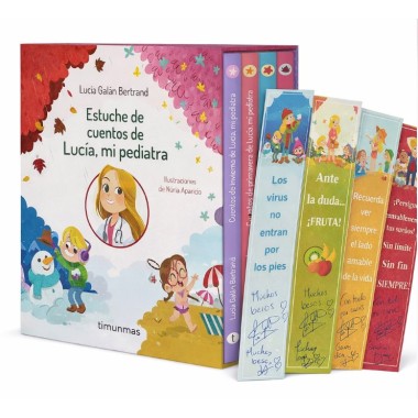 Estuche de cuentos de Lucía, mi pediatra – Lucía Galán Bertrand | Colección con marcapáginas firmado
