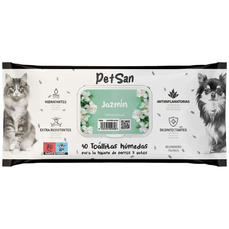 Toallitas PETSAN Jazmín 40 Unidades | Toallitas Higiénicas para Perros y Gatos