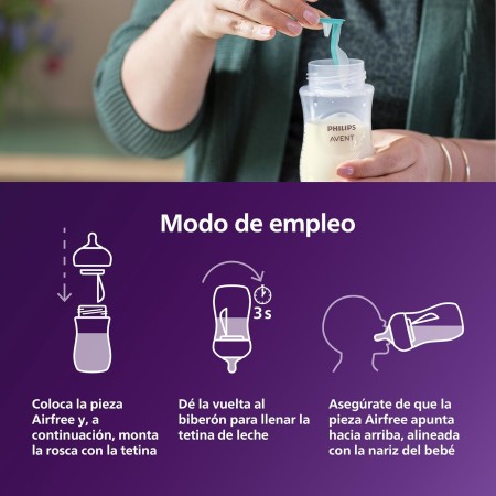 Philips Avent Natural Response AirFree Pack 2x125 ml – Biberones Anticólicos, Flujo Natural,(0-3 Meses)