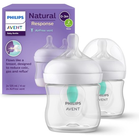 Philips Avent Natural Response AirFree Pack 2x125 ml – Biberones Anticólicos, Flujo Natural,(0-3 Meses)