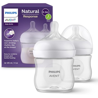 Philips Avent Natural Response Pack 2x125 ml – Biberones Anticólicos, Flujo Natural (0-3 meses) | Mejor Precio Online