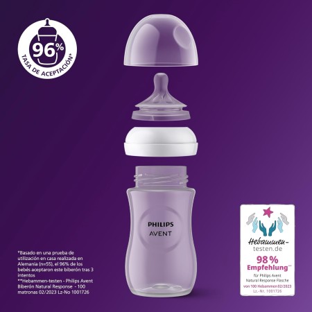 Biberón Philips Avent Natural Response 125 ml Anticólico, Flujo Natural, Sin BPA (0-3 meses) | Envío rápido
