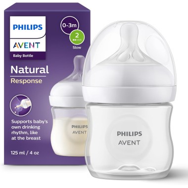 Biberón Philips Avent Natural Response 125 ml Anticólico, Flujo Natural, Sin BPA (0-3 meses) | Envío rápido