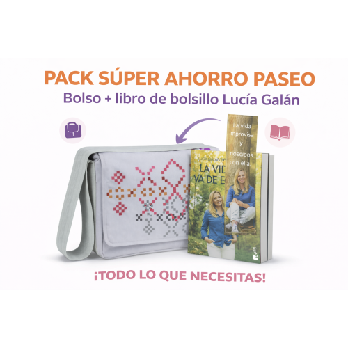 Pack súper ahorro paseo Lässig | Bolsa cambiador + libro Lucía Galán maternidad