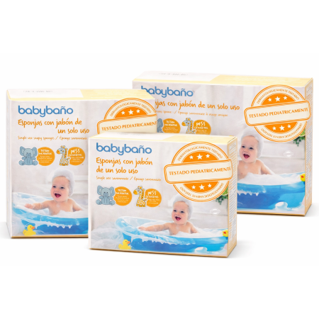 Dúo esponjitas jabonosas bebé Babybaño (2x25 uds) | Higiene suave, práctica y sin irritaciones