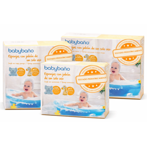 Dúo esponjitas jabonosas bebé Babybaño (2x25 uds) | Higiene suave, práctica y sin irritaciones