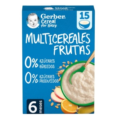 Papilla Multicereales con Frutas 0% 0% Azúcares GERBER Nestlé 270 g Bebé