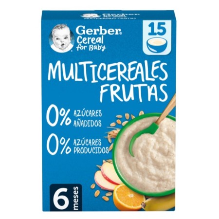 Papilla Multicereales con Frutas 0% 0% Azúcares GERBER Nestlé 270 g Bebé