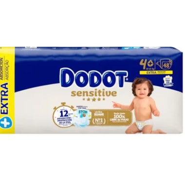 Pañales Dodot Sensitive Extra Talla 4+ (52 Uds.).