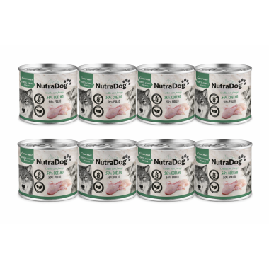 NutraDog WILD Gourmet Conejo y Pollo 8x200g | Alimento húmedo natural premium para perros