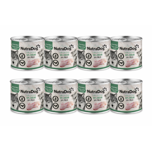 NutraDog WILD Gourmet Conejo y Pollo 8x200g | Alimento húmedo natural premium para perros