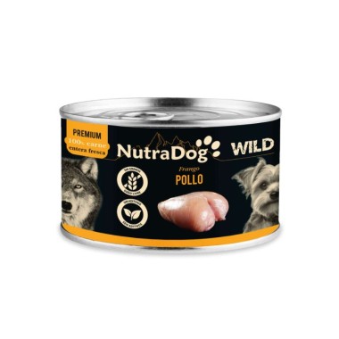 Alimento Húmedo Natural Pollo para Perros NutraDog WILD PREMIUM 200 g – Comida Completa Alta Calidad