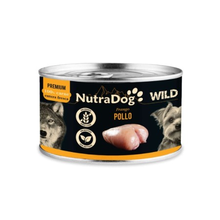 Alimento Húmedo Natural Pollo para Perros NutraDog WILD PREMIUM 200 g – Comida Completa Alta Calidad