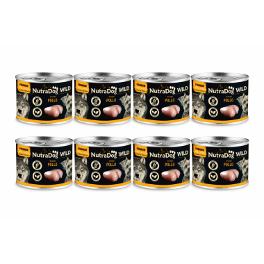 Alimento Húmedo Perros NutraDog WILD Pollo 8x200g | Comida Natural Completa Alta Calidad Pack Ahorro