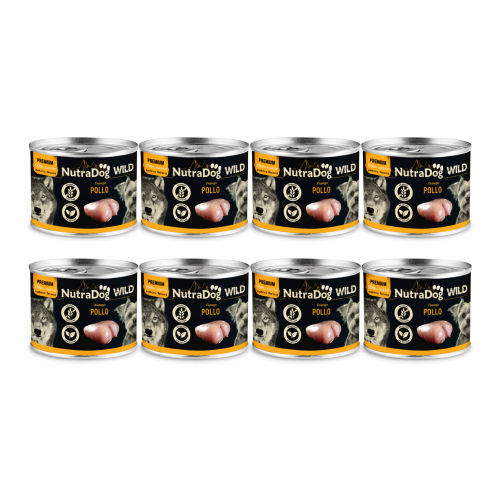 Alimento Húmedo Perros NutraDog WILD Pollo 8x200g | Comida Natural Completa Alta Calidad Pack Ahorro