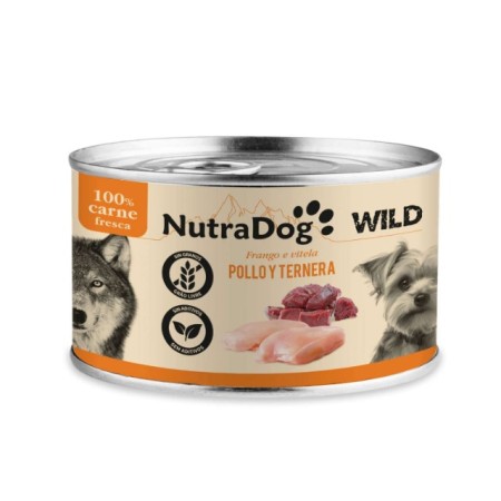 NutraDog WILD Pollo y Ternera 8x200g | Alimento Húmedo Natural para Perros Pack Ahorro