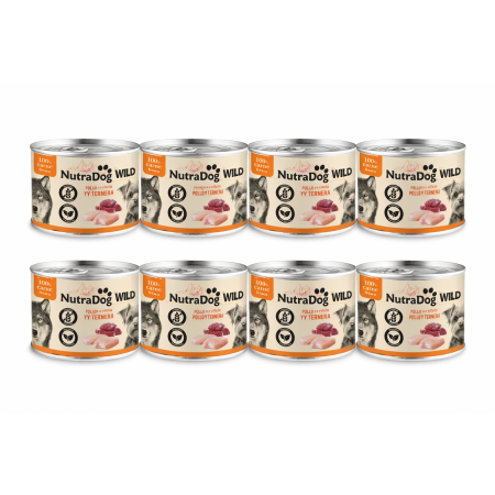 NutraDog WILD Pollo y Ternera 8x200g | Alimento Húmedo Natural para Perros Pack Ahorro