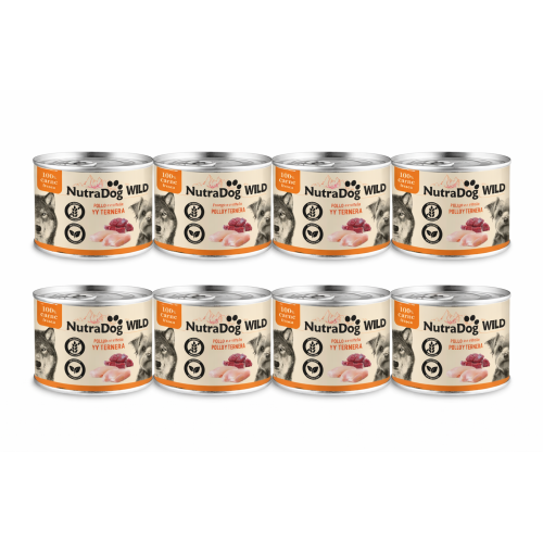 NutraDog WILD Pollo y Ternera 8x200g | Alimento Húmedo Natural para Perros Pack Ahorro