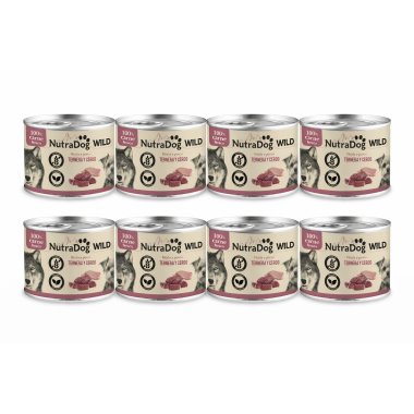 NutraDog WILD Ternera y Cerdo 8x200g | Alimento Húmedo Natural para Perros Pack Ahorro