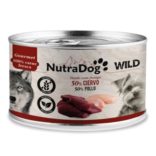NutraDog WILD Ciervo y Pollo 8x200g | Alimento Húmedo Natural para Perros Pack Ahorro