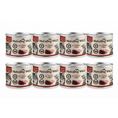NutraDog WILD Ciervo y Pollo 8x200g | Alimento Húmedo Natural para Perros Pack Ahorro