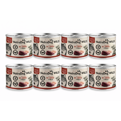 NutraDog WILD Ciervo y Pollo 8x200g | Alimento Húmedo Natural para Perros Pack Ahorro