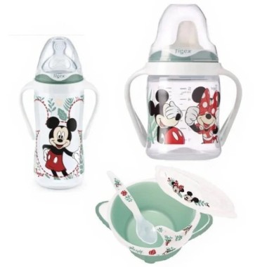 Pack Súper Ahorro Mickey/Minnie Tigex – Bol + Vaso Aprendizaje + Biberón | Autonomía, Comodidad y Diversión