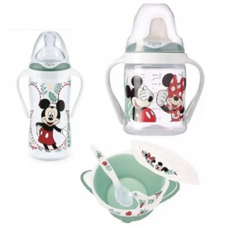 Pack Súper Ahorro Mickey/Minnie Tigex – Bol + Vaso Aprendizaje + Biberón | Autonomía, Comodidad y Diversión