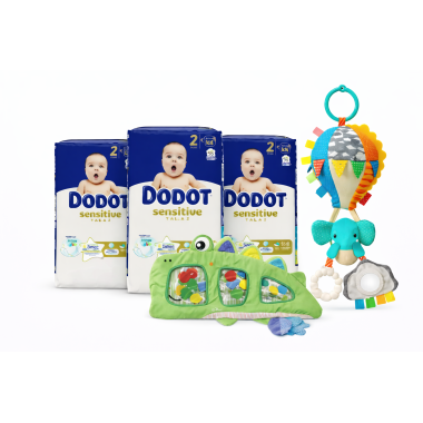 Pack Súper Ahorro Dodot Sensitive Talla 2 (3x58) + Juguetes Sensoriales Bebé