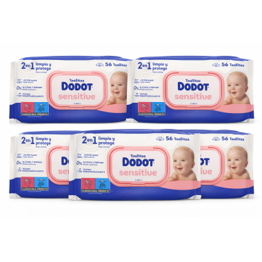 Pack Toallitas Dodot Sensitive Sin Perfume 5x56 (280 uds) – Limpieza Suave y Protección Diaria