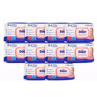 Pack Toallitas Dodot Sensitive Sin Perfume 10x56 (560 uds) – Limpieza Suave y Protección Diaria
