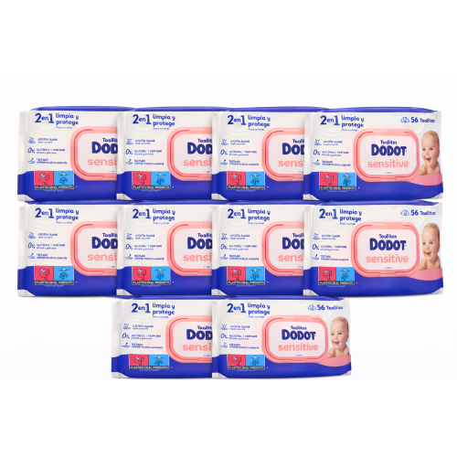 Pack Toallitas Dodot Sensitive Sin Perfume 10x56 (560 uds) – Limpieza Suave y Protección Diaria