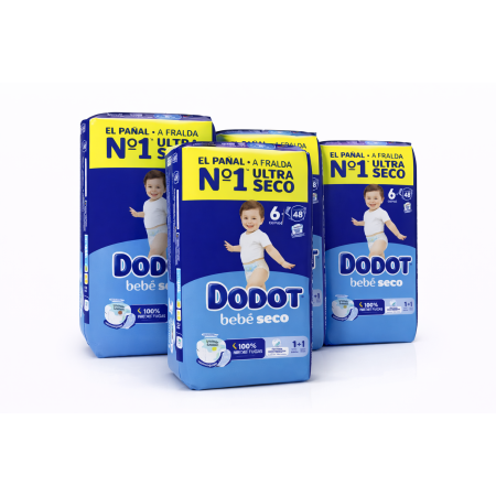 Pack Súper Ahorro Pañales Dodot Bebé Seco Talla 6 (4x48) – 192 Unidades, Máxima Absorción y Protección Antifugas