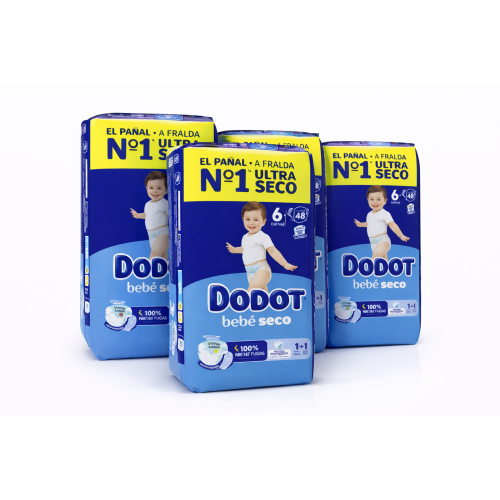 Pack Súper Ahorro Pañales Dodot Bebé Seco Talla 6 (4x48) – 192 Unidades, Máxima Absorción y Protección Antifugas